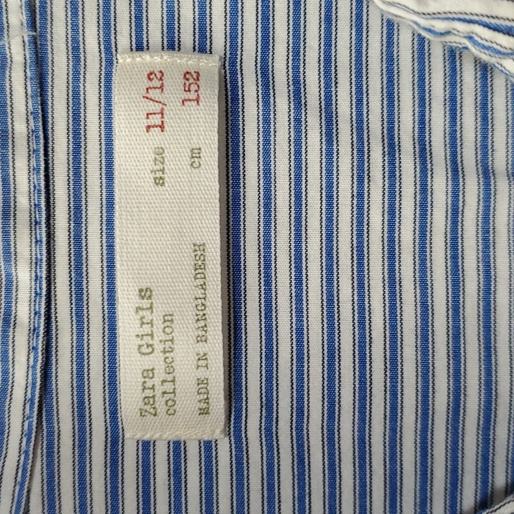 Zara Girls blue and white striped button down top - Picture 6 of 8